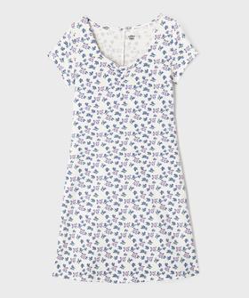 Robe manches courtes en maille fleurie à décolleté fantaisie fille vue1 - GEMO 4G FILLE - GEMO