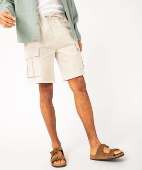 Bermuda cargo en coton stretch à taille élastiquée homme vue1 - GEMO (HOMME) - GEMO