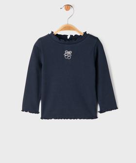 Tee-shirt manches longues à motif brodé et finitions froncées bébé fille vue1 - GEMO 4G BEBE - GEMO