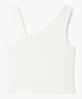 Débardeur asymétrique en maille côtelée fille vue1 - GEMO 4G FILLE - GEMO