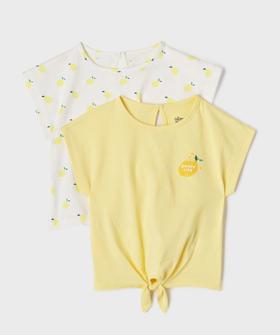 Tee-shirt manches courtes avec bas noué bébé fille (lot de 2) vue1 - GEMO 4G BEBE - GEMO