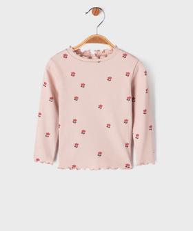 Tee-shirt manches longues à motif brodé et finitions froncées bébé fille vue1 - GEMO 4G BEBE - GEMO