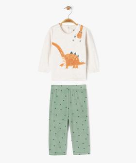 Pyjama en velours 2 pièces imprimé dinosaure bébé vue1 - GEMO 4G BEBE - GEMO