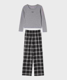 Pyjama avec pantalon à carreaux fille vue1 - GEMO (JUNIOR) - GEMO