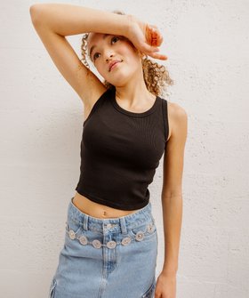 Débardeur en maille côtelée coupe courte fille vue1 - GEMO 4G FILLE - GEMO