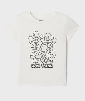 Tee-shirt manches courtes avec motif positif fille vue1 - GEMO (ENFANT) - GEMO