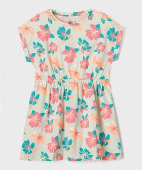 Robe à manches courtes imprimée en coton fille vue1 - GEMO 4G FILLE - GEMO