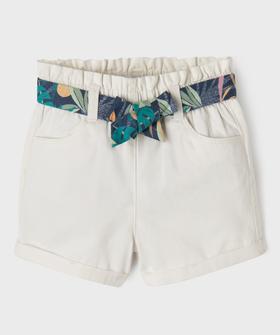 Short en coton taille haute avec ceinture à nouer fille vue1 - GEMO (ENFANT) - GEMO