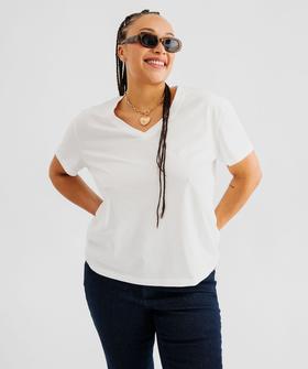 Tee-shirt manches courtes à col V femme grande taille vue1 - GEMO 4G GT - GEMO