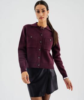 Cardigan à col polo avec poches poitrine femme vue1 - GEMO 4G FEMME - GEMO