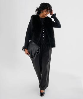 Pantalon de tailleur large en maille souple et extensible femme vue1 - GEMO(FEMME PAP) - GEMO