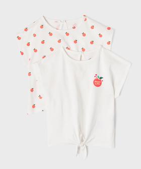 Tee-shirt manches courtes avec bas noué bébé fille (lot de 2) vue1 - GEMO 4G BEBE - GEMO