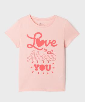 Tee-shirt manches courtes avec motif positif fille vue1 - GEMO (ENFANT) - GEMO