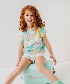 Tee-shirt oversize à manches courtes effet tie and dye fille vue1 - GEMO (ENFANT) - GEMO