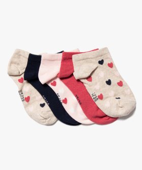 Chaussettes ultra-courtes motifs cœurs fille (lot de 5) vue1 - GEMO 4G FILLE - GEMO