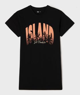 Chemise de nuit inscription paradisiaque fille vue1 - GEMO 4G FILLE - GEMO