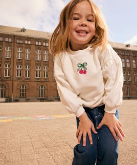 Sweat avec manches froncées et motif brodé bébé fille vue1 - GEMO 4G BEBE - GEMO