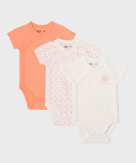 Body croisé à manches courtes à motifs fleuris bébé fille (lot de 3) vue1 - GEMO 4G BEBE - GEMO