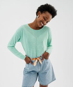 Pull en maille fine à effet plastron femme  vue1 - GEMO(FEMME PAP) - GEMO