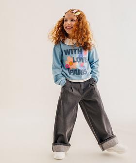 Sweat blousant en molleton doux imprimé fille vue1 - GEMO 4G FILLE - GEMO