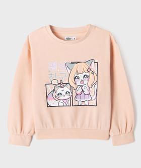 Sweat blousant en molleton doux imprimé fille vue1 - GEMO 4G FILLE - GEMO