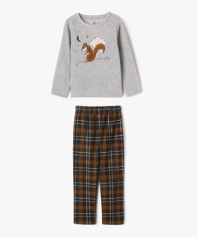 Pyjama en velours 2 pièces à carreaux et motif garçon vue1 - GEMO (ENFANT) - GEMO