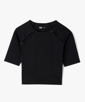 Tee-shirt court à manches courtes ouvert aux emmanchures fille vue1 - GEMO 4G FILLE - GEMO