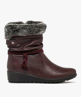 Boots femme fourrées confort à talon compensé et col duveteux vue1 - G'FLEX - GEMO