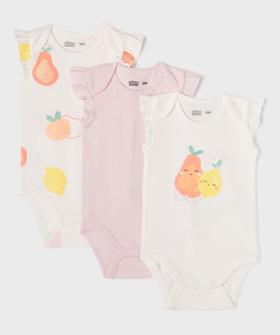 Body sans manches à motifs fruits bébé fille (lot de 3) vue1 - GEMO 4G BEBE - GEMO