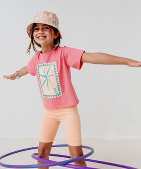 Tee-shirt manches courtes coupe oversize avec motif pailleté fille vue1 - GEMO (ENFANT) - GEMO