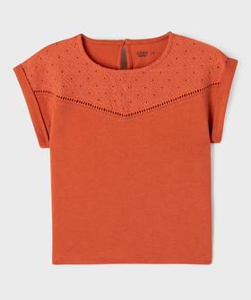 Tee-shirt manches courtes avec détails brodés fille vue1 - GEMO 4G FILLE - GEMO