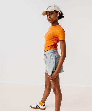 Tee-shirt manches courtes crop top à fronces fille vue4 - GEMO 4G FILLE - GEMO