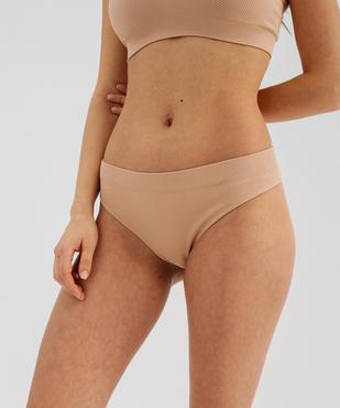 Tanga sans coutures en maille côtelée femme vue1 - GEMO 4G FEMME - GEMO