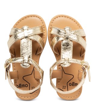 Sandales bébé fille métallisées avec brides cheville boucle vue2 - GEMO(BEBE DEBT) - GEMO