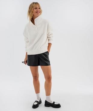 Sweat oversize en maille bouclette avec col montant femme vue4 - GEMO(FEMME PAP) - GEMO