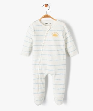 Pyjama bébé dors bien en jersey rayé à fermeture zippée vue1 - GEMO(BB COUCHE) - GEMO