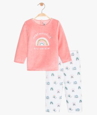 Pyjama bébé fille en velours imprimé arc-en-ciel vue1 - GEMO(BB COUCHE) - GEMO