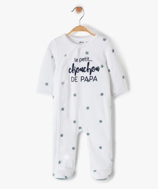 Pyjama bébé en velours avec message et fermeture devant vue1 - GEMO(BB COUCHE) - GEMO