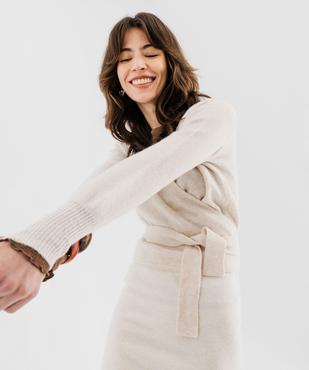 Gilet cache-cœur en laine femme vue1 - GEMO(FEMME PAP) - GEMO