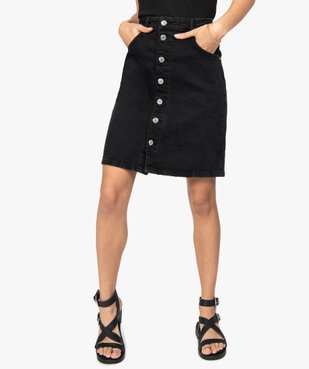 Jupe femme en jean mi-longue boutonnée sur l’avant vue1 - GEMO(FEMME PAP) - GEMO