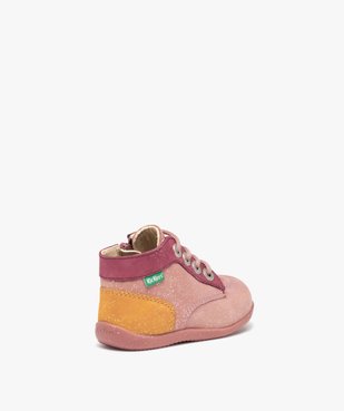 Chaussures premiers pas bébé fille en cuir imprimé fleuri - Kickers vue4 - KICKERS - GEMO