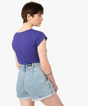 Tee-shirt femme avec broderie sous le col vue3 - GEMO(FEMME PAP) - GEMO