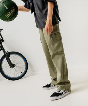 Pantalon cargo loose en denim stretch coloré garçon vue5 - GEMO (JUNIOR) - GEMO