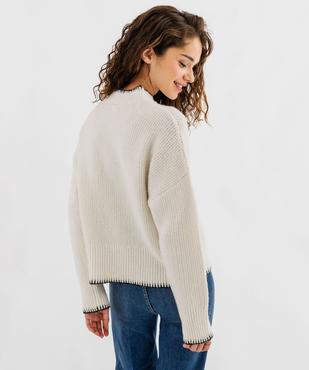 Pull court coupe large en maille fantaisie femme vue3 - GEMO(FEMME PAP) - GEMO