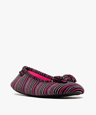Chaussons femme ballerines en velours à motifs - Isotoner vue2 - ISOTONER - GEMO