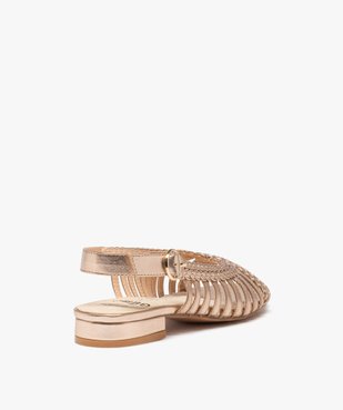 Sandales femme plates métallisées et décolletées  vue5 - GEMO (CASUAL) - GEMO