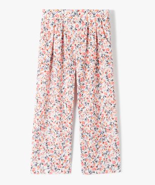 Pantalon fille large en maille gaufrée fleurie vue1 - GEMO (ENFANT) - GEMO