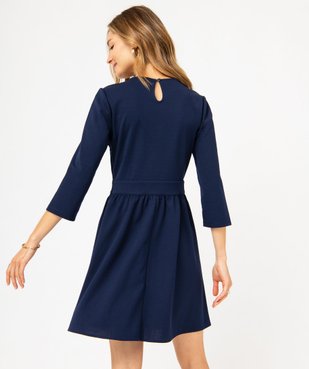 Robe courte à manches 3/4 et col V femme vue3 - GEMO(FEMME PAP) - GEMO