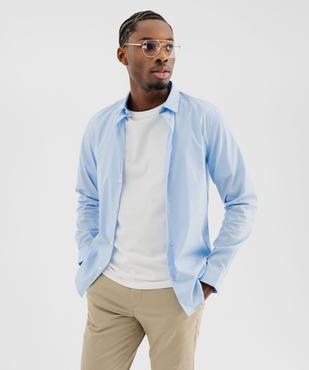 Chemise unie coupe slim en coton stretch homme vue10 - GEMO 4G HOMME - GEMO