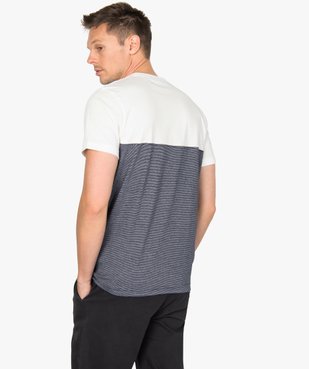 Tee-shirt homme à manches courtes bicolore uni/rayé vue3 - GEMO (HOMME) - GEMO
